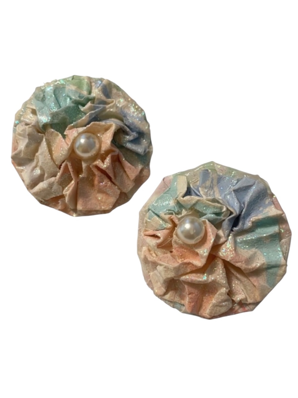Vintage handmade pastel glitter pearl earrings